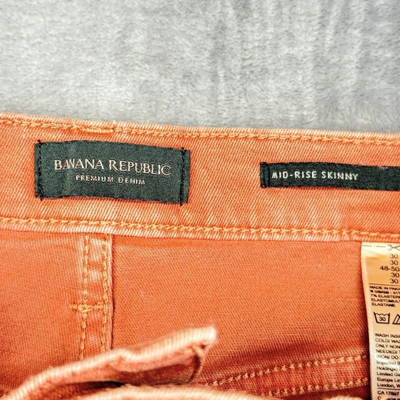 Banana Republic Women Jeans High-rise Skinny 30 Short Straight Leg Perect Peach - Picture 3 of 11